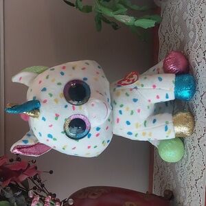 TY Harmonie the Unicorn Plush Rainbow Speckled Glitter Eyes and Paws 16"